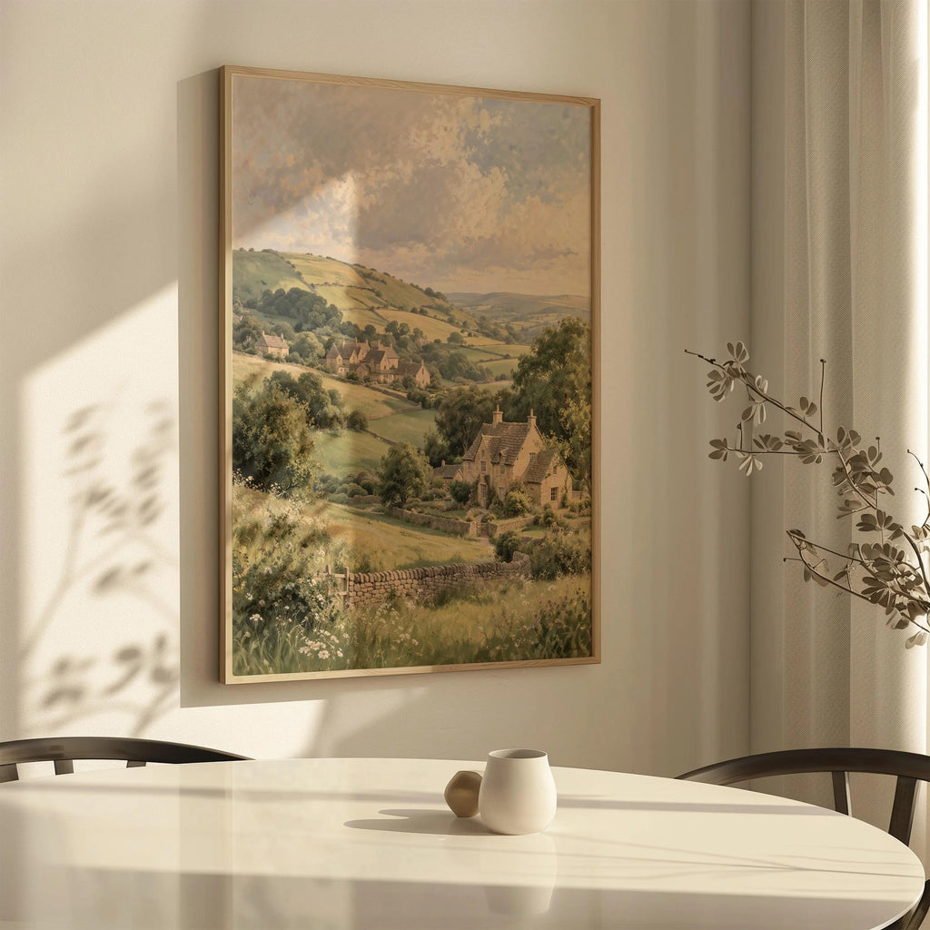 English Cotswolds Landscape – Rustic Countryside Canvas Wall Art